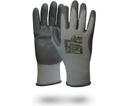 Нейлоновые перчатки с нитриловым покрытием Armprotect, белый/серый, р.9 3500/NN100 4631161387745 