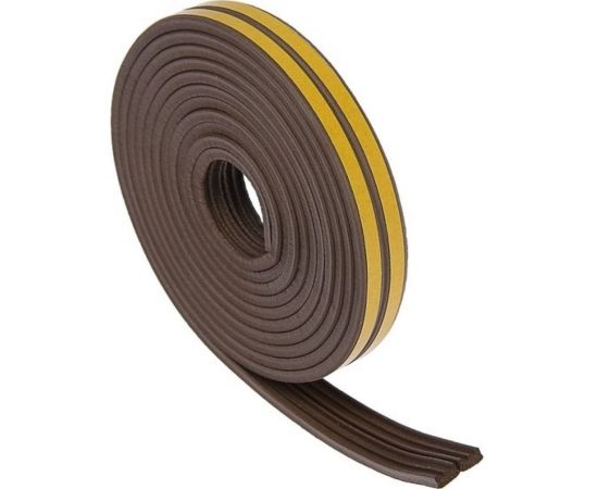 Резиновый уплотнитель ТУНДРА Krep профиль Е, размер 4х9 мм, коричневый, в упаковке 6 м 3794727 