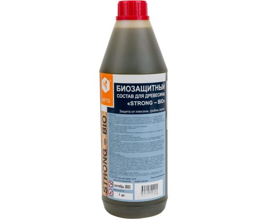 Биозащитный состав для древесины APIS Strong-bio бутылка 1 кг 4665296512215 