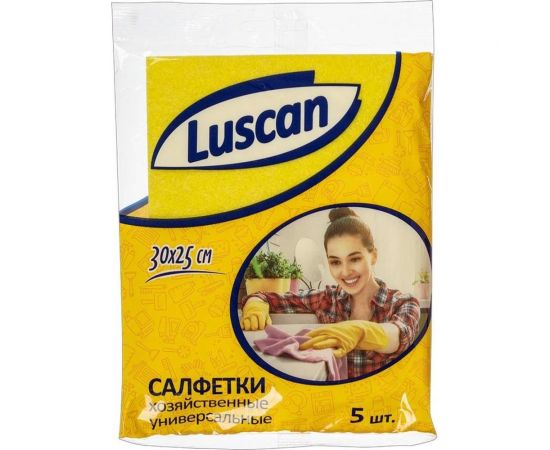 Универсальные салфетки Luscan Economy вискоза, 60-70 г/м2, 30x25 см, 5 шт/уп 1117961 