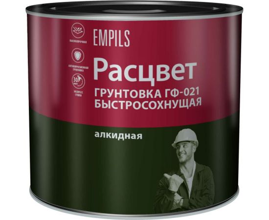 Быстросохнущая грунтовка Расцвет ГФ-021 серая, 2.5 кг 73566 