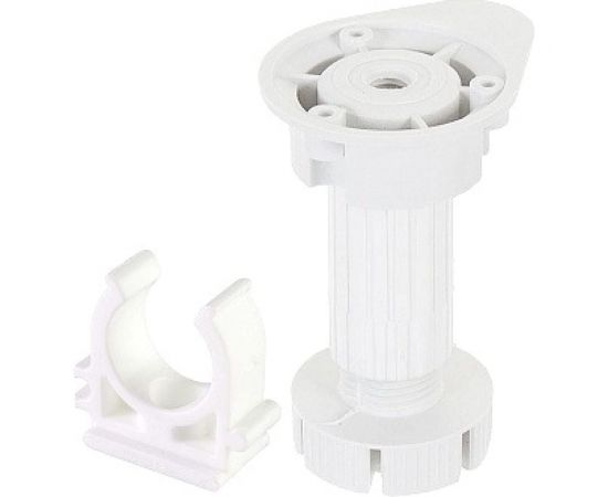 Ножка Tech-Krep пластик, цокольная, Н100 (95-125) мм, белая , 2 шт. с 1 клипсой - пакет 148539 