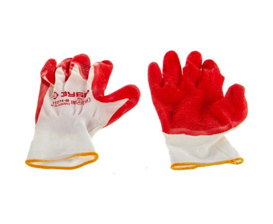 Садовые перчатки Зубр тонкие, с рельефным латексным покрытием, размер 8/M 11274-M 