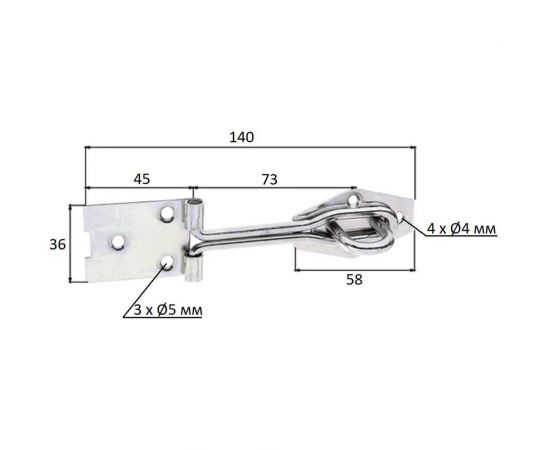 Навес GAH ALBERTS оцинкованный, 140x36 мм (комплект с проушиной) 348267 – изображение 2