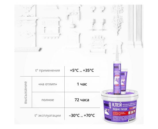 Монтажный универсальный клей Жидкие гвозди KUDO (на акриловой основе; морозостойкий; 1 кг) KBB-301 – изображение 5