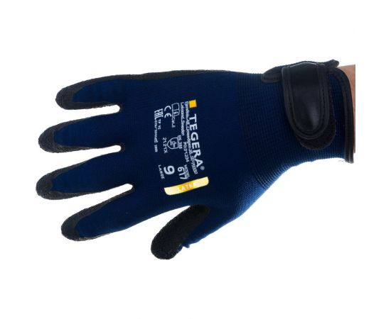 Рабочие нейлоновые ультратонкие перчатки TEGERA латексный облив, р-р 9 617-9 – изображение 5