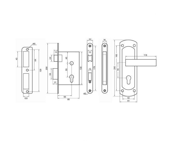 Врезной замок Palladium 460-25 AB L СТ-00000195 – изображение 6