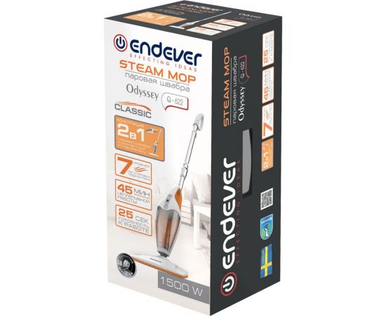 Паровая швабра ENDEVER Odyssey Q-622, белый/оранжевый цвет, 1500 Вт 90303 – изображение 9