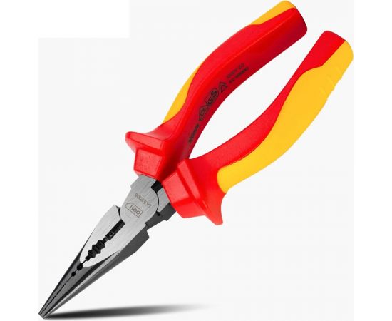 Диэлектрические удлиненные плоскогубцы DELI dl512106 160мм (сертификат vde до 1000в, сталь cr-v, рукоять pp+tpr) 110601 