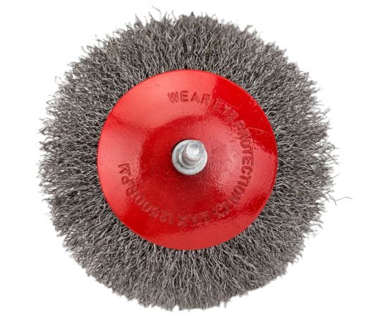 Щетка-крацовка коническая со шпилькой (100 мм; стальная витая проволока) Pobedit 2132010 – изображение 2