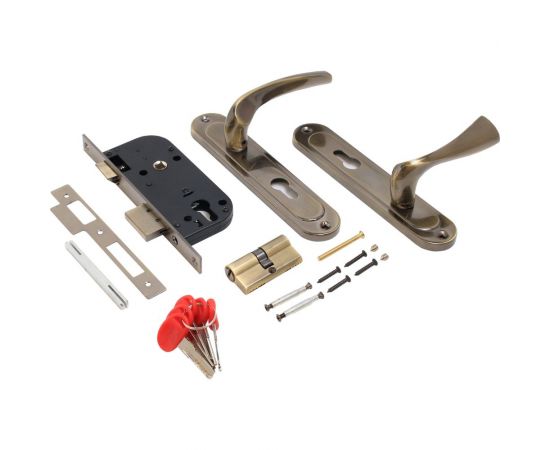 Врезной замок БУЛАТ ЗВ4-1.70.03.01 НОМОС (бронза; 5 перфоключей; с ручками) 13974 – изображение 2