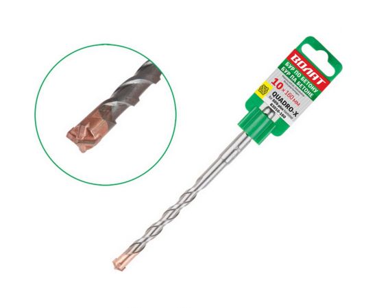 Бур-сверло Quadro-X 10x100x160 мм, SDS-plus ВОЛАТ 83010-160 – изображение 2