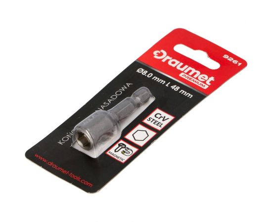 Насадка-головка шестигранная PREMIUM 8x48 мм, 1/4"" DRAUMET 9261 – изображение 3