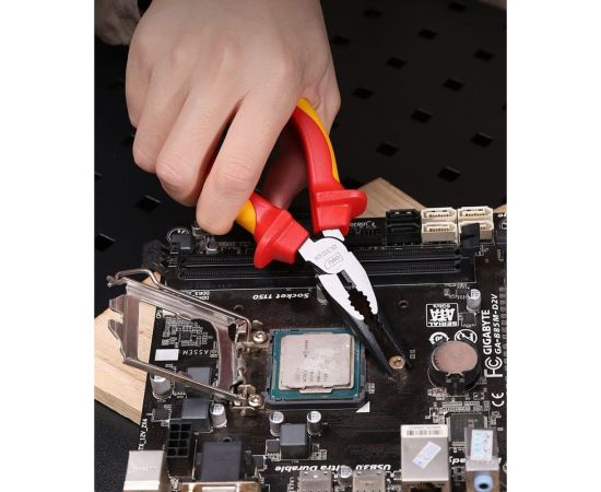 Диэлектрические удлиненные плоскогубцы DELI dl512106 160мм (сертификат vde до 1000в, сталь cr-v, рукоять pp+tpr) 110601 – изображение 4