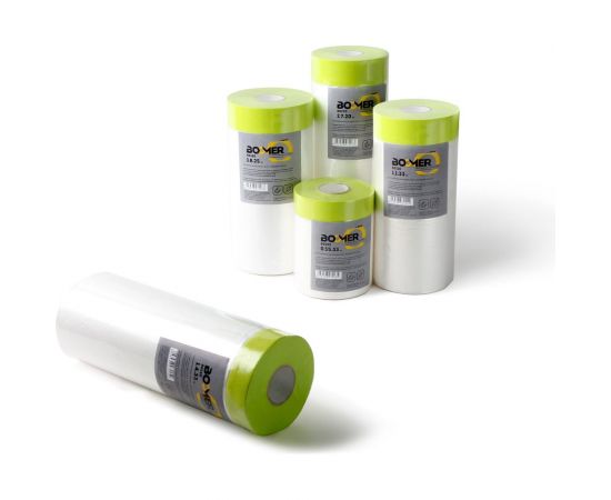 Маскирующая пленка BOOMER hdpe с клейкой лентой, 1.8x25 м, термостойкость до +100с 80180 – изображение 4