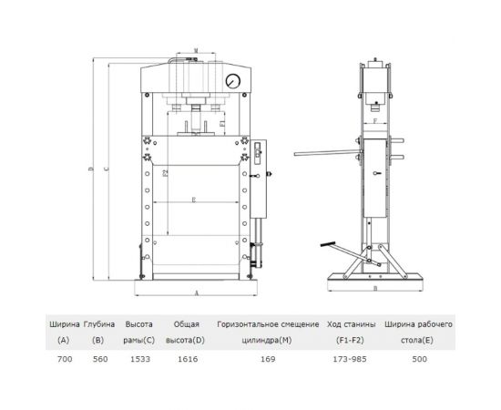 Гидравлический рамный пресс Станкоимпорт 15 т, с ножным приводом SD0822 – изображение 5