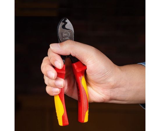 Диэлектрический кабелерез DELI dl515106 160мм (сертификат vde до 1000в, сталь cr-v, рукоять pp+tpr) 110631 – изображение 5