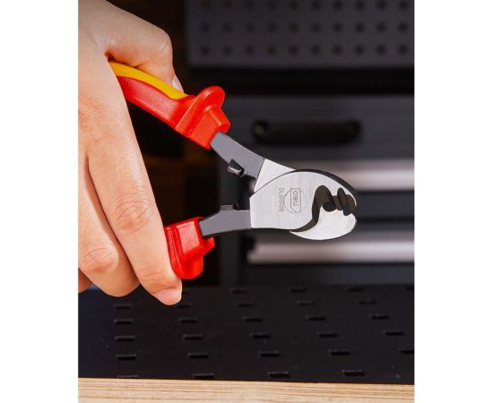Диэлектрический кабелерез DELI dl515106 160мм (сертификат vde до 1000в, сталь cr-v, рукоять pp+tpr) 110631 – изображение 7