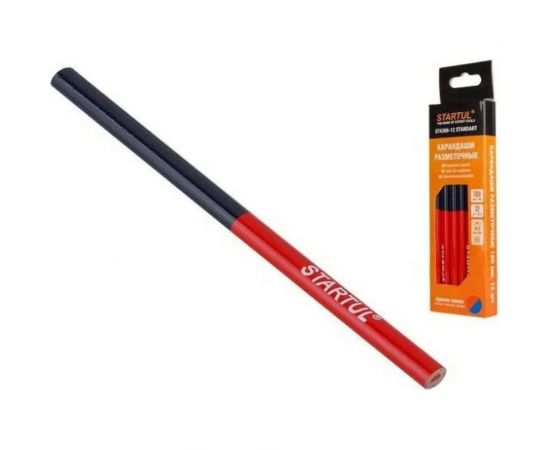 Разметочный карандаш STARTUL 180 мм двухцветный Standart 12 шт ST4306-12 