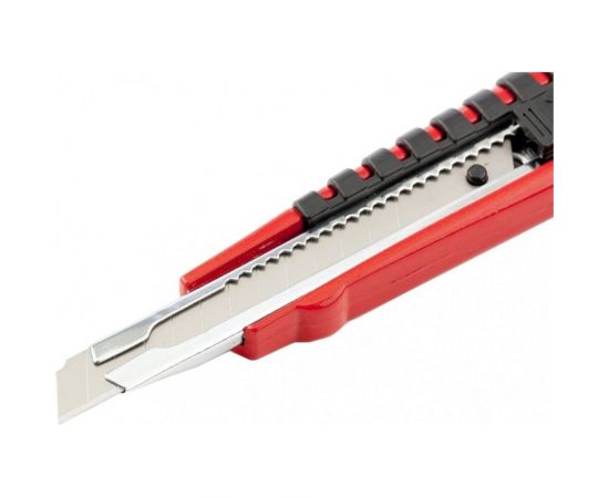 Нож 9мм, выдвижное лезвие, металлическая направляющая, эргономичная двухкомпонентная рукоятка MATRIX 78937 – изображение 3