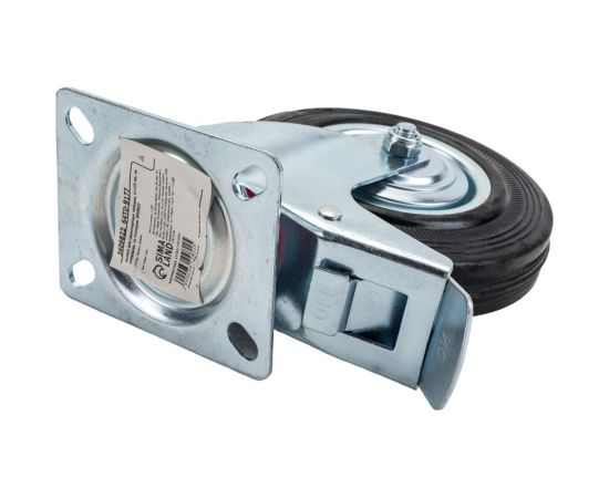 Колесо на площадке со стопором для транспортных тележек d=125 мм ТУНДРА 3609822 – изображение 4