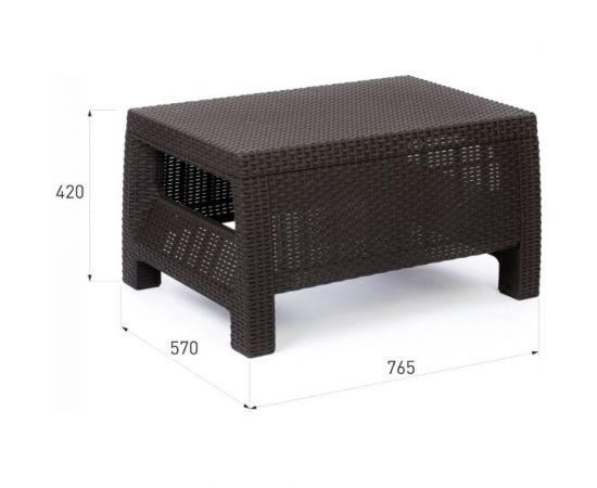 Садовый стол WORKY ротанг, 76.5x57x42 см, мокко ARD257735 – изображение 5
