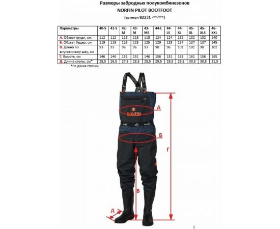 Забродный полукомбинезон с сапогами Norfin PILOT BOOTFOOT р.45/XLS 82231-45-XLS – изображение 8