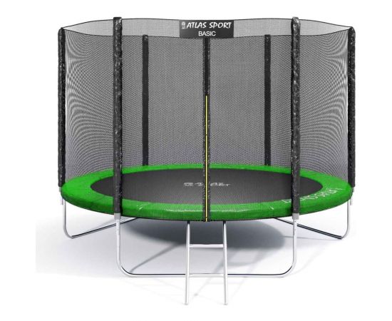Батут Atlas Sport BASIC 312 см 10ft 3 ноги с внешней сеткой и лестницей GREEN 2071000443119 