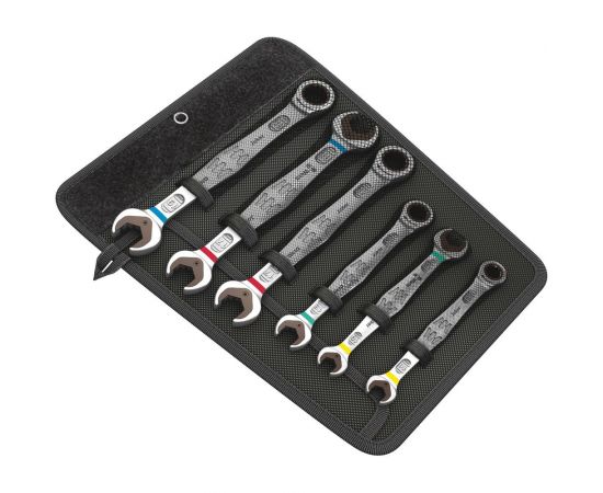 Набор двусторонних рожковых и комбинированных ключей с трещоткой Wera, 6 предметов, WE-020022 