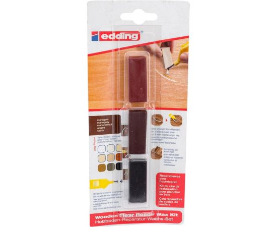 Восковой набор EDDING 8902 для ремонта деревянных полов, 3 оттенка, блистер, красное дерево E-8902#3-B#604 