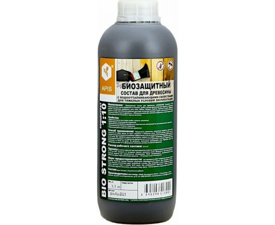 Биозащитный состав для древесины APIS Strong-bio (концентрат 1:10; бутылка; 1.1 кг) 4665296512253 
