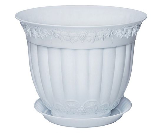 Кашпо Эльфпласт Флора с поддоном 34 см, 14.25 л, белое 032802 
