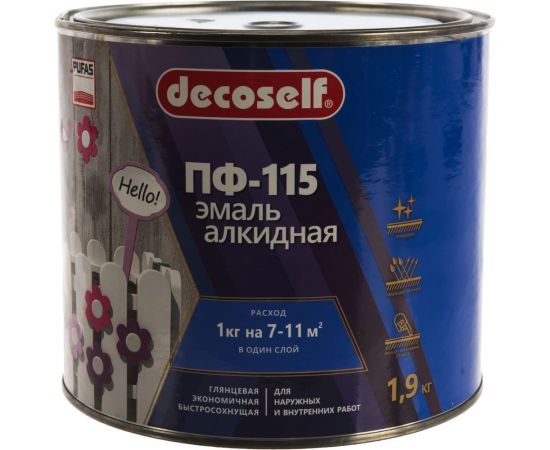 Эмаль Пуфас ПФ-115 светло-серая Decoself 1,9кг тов-200189 – изображение 2