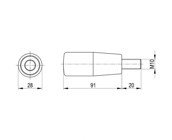 Ручка EMES конусная с наружной резьбой BSC281020 – изображение 2