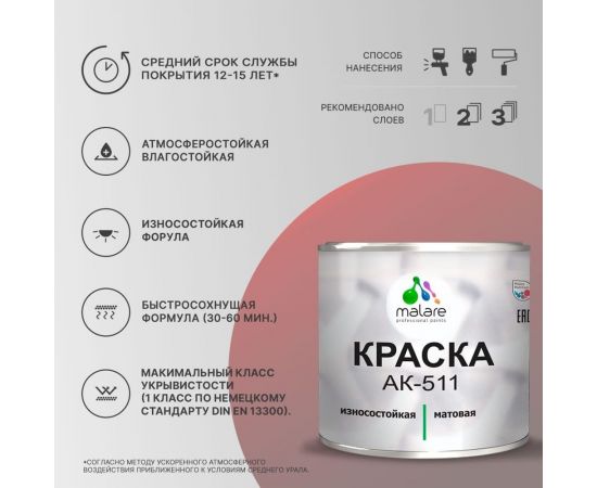 Краска для дорожной разметки MALARE АК-511 (желтый; 2.5 кг) 2015147336149 – изображение 3