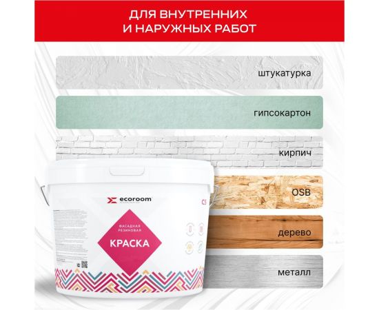 Фасадная резиновая краска ECOROOM RAL 1034 пастельно-желтый, 14 кг Е-Кр -119/1034 – изображение 3