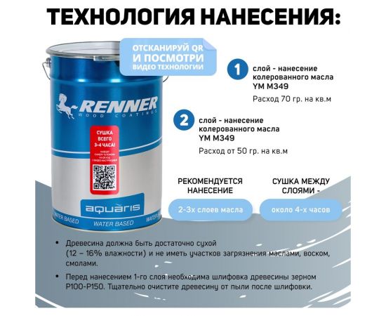 Интерьерная лазурь для дерева RENNER YM M349 R372 1 кг 1-372 – изображение 5