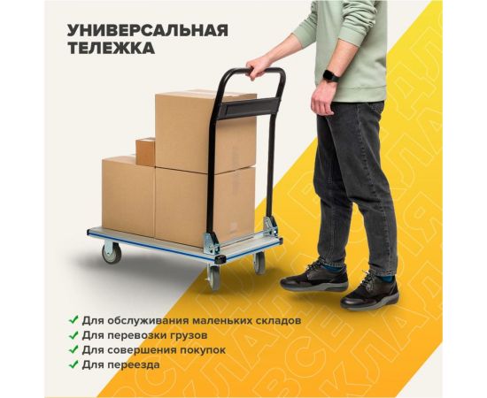 Платформенная тележка СТЕЛЛА-ТЕХНИК со складной ручкой, 200 кг FW-200M – изображение 6