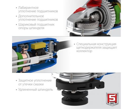 Углошлифовальная машина ЗУБР 115 мм УШМ-П115-750 – изображение 7