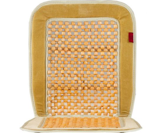 Накидка на сиденье Heyner массажер, деревянные шарики, велюр, бежевая 709200 