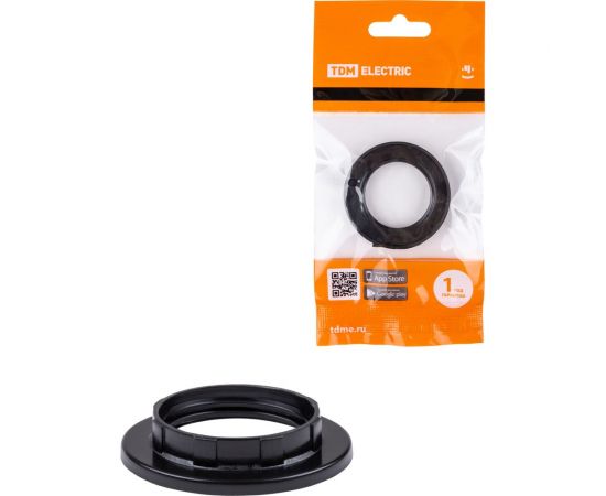 Кольцо для патрона TDM Е14, термостойкий пластик, черный, SQ0335-0169 