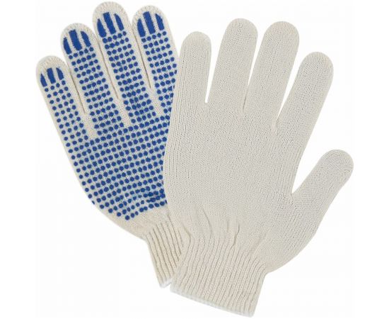 Хлопчатобумажные перчатки с ПВХ LAIMA Эконом, 10 класс, 26-28 г, 83 текс, белые, 100 пар 608680 