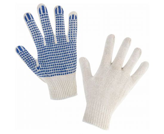 Хлопчатобумажные перчатки с ПВХ LAIMA Эконом, 10 класс, 26-28 г, 83 текс, белые, 100 пар 608680 – изображение 2
