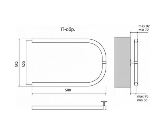 Водяной полотенцесушитель Terminus П-образный 320x500 4620768888212 – изображение 2
