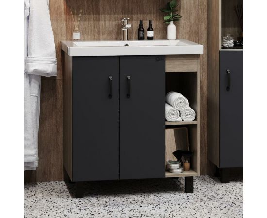 Тумба с раковиной Onika ТИМБЕР 70.10 серый мат./дуб сонома 107057 – изображение 2