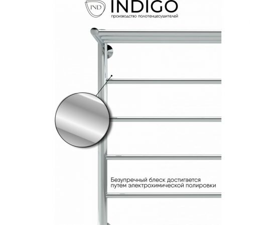 Полотенцесушитель INDIGO Line с полкой 1"" - 3/4 - 1/2, 80/50, м/о 50 см, боковое подключение справа LLSHSW80-50R-б/п-50 – изображение 2