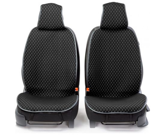 Накидки на передние сиденья CarPerformance, 2 шт. материал fiberflax /мягкий лен/ CUS-1052 BK/GY – изображение 2