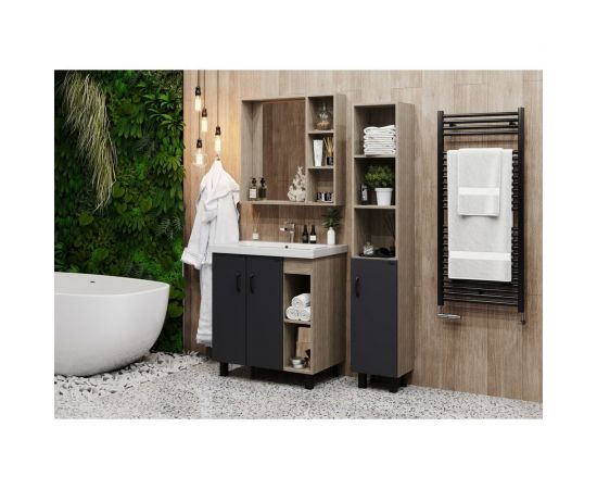 Тумба с раковиной Onika ТИМБЕР 70.10 серый мат./дуб сонома 107057 – изображение 4