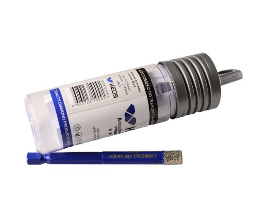 Коронка алмазная с воском по керамограниту PRO 8 мм, 1/4"" HEX KEOS DC08SKT – изображение 4