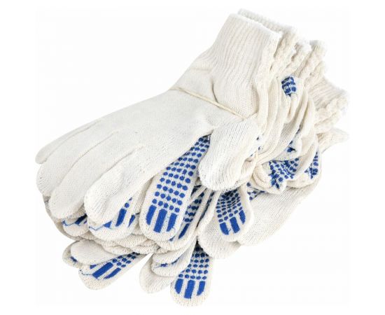 Хлопчатобумажные перчатки с ПВХ LAIMA Эконом, 10 класс, 26-28 г, 83 текс, белые, 100 пар 608680 – изображение 4